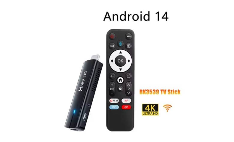 HS89 T15 Android TV Stick на процессоре Rockchip RK3539 с Android 14 и поддержкой AV1