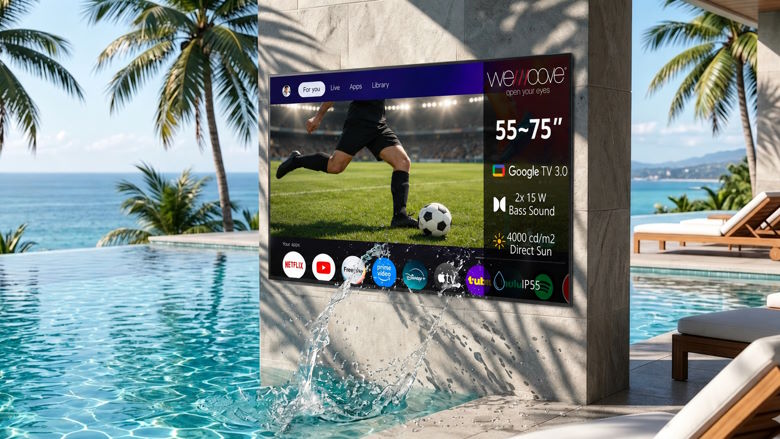 Уличный телевизор WeMoove Vivaldi 4000 с QLED-экраном 86 дюймов и яркостью 4 000 нит